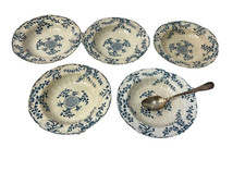 5 anciennes assiettes creuses Minton Montrose 19ème faience anglaise 30cm