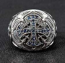 Bague croix médiévale saphir