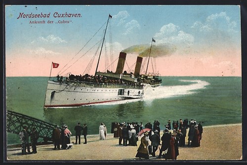 Carte postale cuxhaven bateau - carte, cuxhaven,