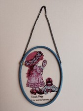 Décoration vitre SARAH KAY vintage suspension fenêtre cadre verre métal 70's