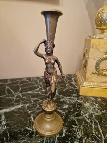 Bougeoir ancien bronze fut - bougeoir, bronze,