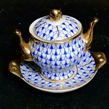 SOUPIERE + PLATEAU MINIATURE Style Empire DINETTE PORCELAINE VITRINE N°13