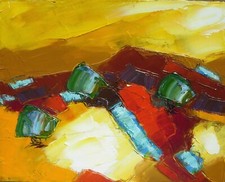 Tableau original de Sic 30X24 cm abstrait Peinture toile LA RANGEE D OLIVIERS