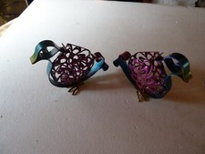 Superbe paire d'oiseaux en fer forgé coloré, années 80-90, super déco vintage!!!