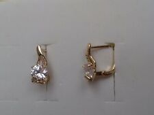 Boucles d"oreilles en plaque or, Argent massif 925, vrai Topaze blanc et Zircons