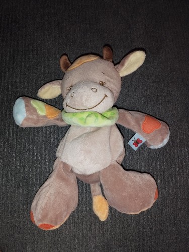 Doudou peluche vache marron - doudou,