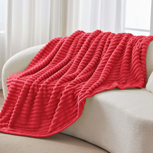 Plaid polaire rouge - pour, lit
