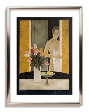 YVES GANNE (1935-2019) LITHOGRAPHIE ORIGINALE SCENE D'INTERIEUR 1960 (162)