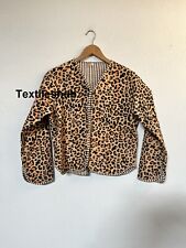 Indien Beige Léopard Coton Matelassé Floral Veste Handmade Veste Femme Vêtements