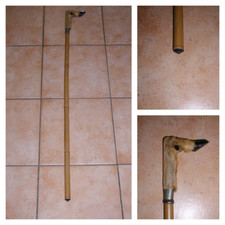 ANCIENNE CANNE DE MARCHE -POIGNEE PATTE DE CHEVREUIL ET FUT EN BAMBOU