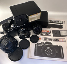 Pentax 110mm Miniature Camera + 3 Lenses  (50mm, 24mm, 18mm) + Flash + Case