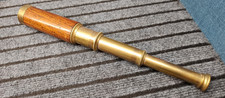 ANCIEN TELESCOPE MONOCULAIRE - MARINE BRITANNIQUE - VERRE ESPION EN LAITON, BOIS