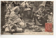 ALGERIE - ALGER - CPA  Afrique du Nord - café Maure en plein air Narguilé chicha