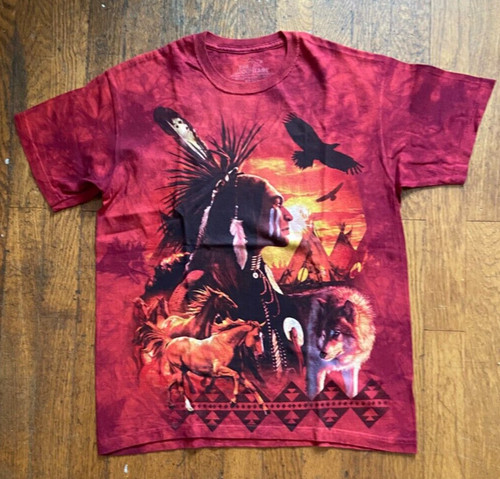 Shirt rouge avec indien loup - indien,