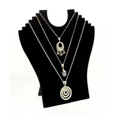 Porte bijoux buste plat pliant pour 6 colliers velours noir 