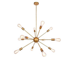 Lustre Suspension Sputnik Or 12 Lumières Moderne Industriel Plafonnier Laiton