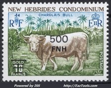 NOUVELLES HEBRIDES TAUREAU CHAROLAIS N° 475 NEUF * AVEC CHARNIERE