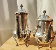 Service café/thé Ercuis – métal argenté – style Louis XV – poinçonné – anse bois