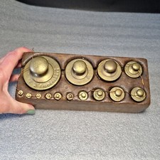 🔅Ancienne boîte complète de 14 poids laiton