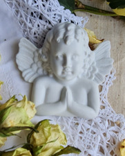 ANCIEN ANGE ET SES AILES A SUSPENDRE EN PORCELAINE BISCUIT D'ORLEANS