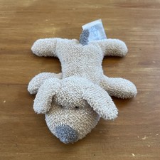 Doudou Peluche Chien Comptine Gris Beige Billes 18 Cm Tissu Éponge