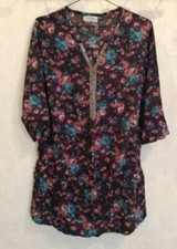 Tunique noire fleurs - noire,