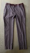 Pantalon De Tailleur Claudie Pierlot Prince De Galles & Cuir Bordeaux T. 36