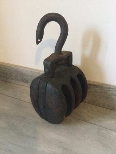 Ancienne grosse poulie - grosse, de