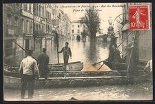 CPA Besançon, Inondations de Janvier 1910, Rue des Boucheries, Place de la Révo 