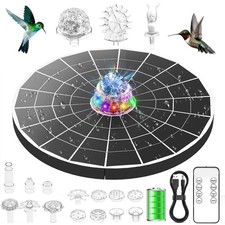 Fontaine Solaire LED 9W avec Télécommande, Pompe Bassin Exterieur avec Batter...