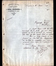 LANGEAC (43) SCIERIE / Commerce de BOIS "Jules AGUSSOL" en 1909
