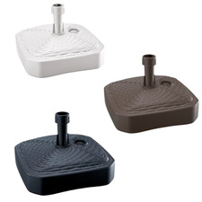 Pied De Parasol En Rattan 39x39cm Remplissable Eau/Sable, Anthracite Blanc Brun