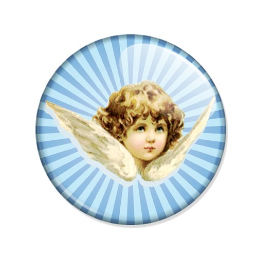 Badge tête ange ailes - d',