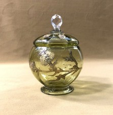 sucrier / drageoir BACCARAT en cristal émaillé doré à décor de chardons 14,5 cm