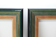 Paire de cadre moderne en bois de couleur verte et doré Fin Xxeme