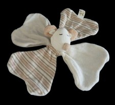 914. DOUDOU PLAT CMP MON HOCHET FLEUR SOURIS 4 PETALES BEIGE MARRON RAYE - TTBE