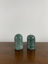 Set de salière et poivrière vintage en marbre vert 7 cm déco rétro années 1970