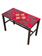 Table basse en céramique design vintage rouge abstraction signée Escala 1960 fer