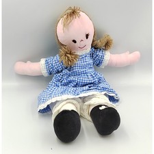 Ancienne poupée chiffon robe bleue vichy - 34650