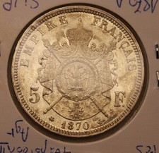 5 Francs NAPOLEON III 1870 A PARIS SUP