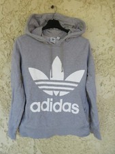 Sweat à capuche ADIDAS gris vintage TREFOIL femme F 36 D 34 UK 8