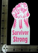 Autocollant vinyle Survivor Strong Power Fist - 6 x 2,5" - 2 couleurs rose doux sur blanc HQ