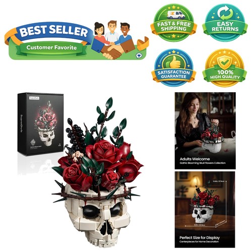 Unique gothic skull and floral - unique,