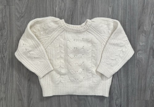 Pull crop top maille blanc - en,