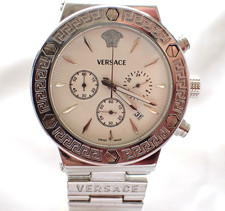 ELEGANTE MONTRE VERSACE SUISSE A CHRONOMETRE + GUICHET DATE, TBEG,TB FONCTIONS