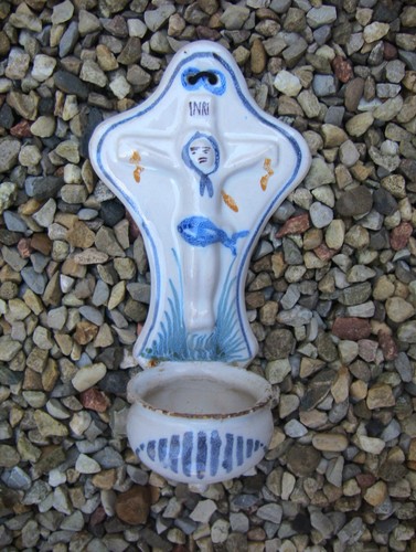 Ancien bénitier christ en - au,