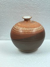 céramique contemporaine vase boule soliflore vintage 70" signature à identifier