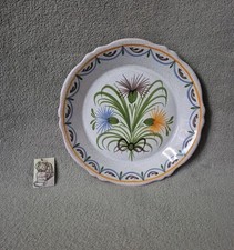 Assiette en faïence floral Nevers ? marque fleur de lys 24.5 cm