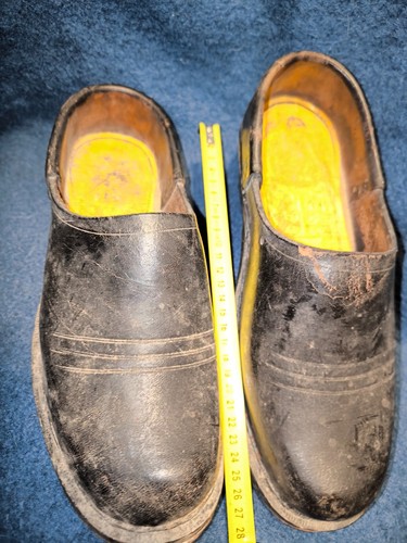 Paire sabots bois cuir - sabots,