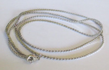 Grand collier chaîne maille figaro plate couleur argent bijou vintage 5800